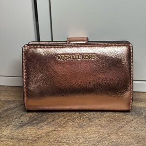 Michael Kors Metallic Rose Gold Patent Wallet